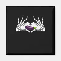 Eggplant Classic - Skeleton Hands Heart Magnet