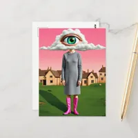 Her head in the clouds surreal art postcard