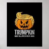 Halloween Great Again Donald  Trumpkin Pumpkin Poster