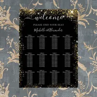 Black gold glitter wedding seating chart