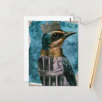 An adorable bird with a crown postcard