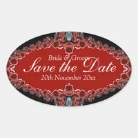 Save the Date digital lace Wedding Oval Sticker