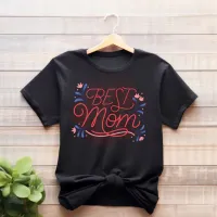 Red and Blue Illustrated Best Mom T-shirt