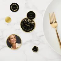 Elegant Black And Gold Surprise Birthday Party Confetti