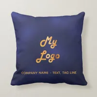 Navy blue gold business logo elegant throw pillow