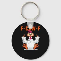 F Caw F Funny Chicken Humor Quote Vintage Style Keychain