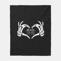 Skeletons Token Heart Hands  Fleece Blanket