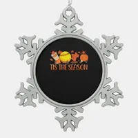 Tis Season Pumpkin Spice Latte Halloween Fall Coff Snowflake Pewter Christmas Ornament