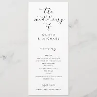 Modern Fun Swirls Calligraphy Wedding Programs