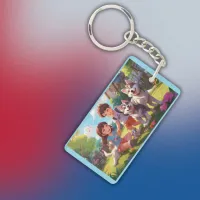 Monogrammed Husky Dogs having fun with kids | Keychain