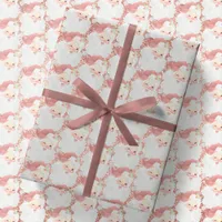 vintage rose gold metallic glitter santa christmas wrapping paper