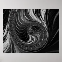 Modern Fractal Metallic Nautilus Golden Ratio Poster