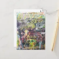 A face mixed media collage forms of verbs postcard