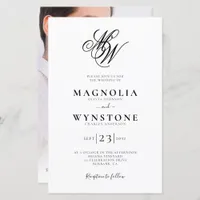 Budget Elegant Monogram Photo Wedding Invitation