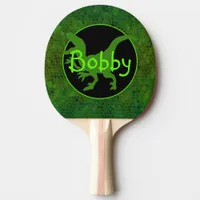 Personalized Green Dinosaur Hide  Ping Pong Paddle