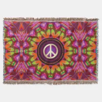 Peace & Love Homely Hippie  Throw Blanket