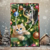 Cute Kittens in the Christmas Tree  Medium Gift Bag