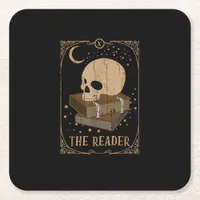 Book Reader Card Pagan Goblincore Goth Occult Book Square Paper Coaster