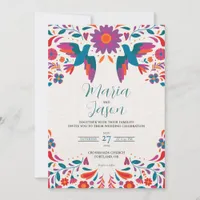 Mexican Otomi Tenangos Colorful Folk Art Wedding Invitation