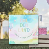 Sweet pastel onederland watercolor 1st Birthday Sign