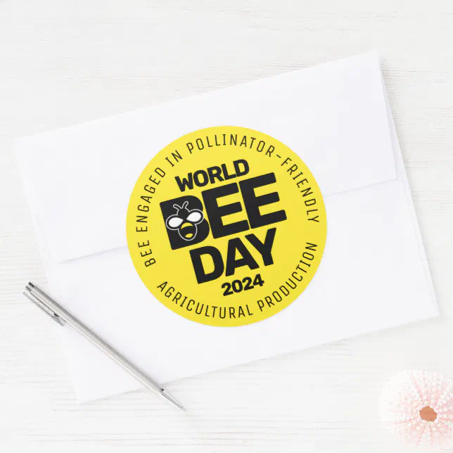 World Bee Day Yellow Black Pollinator Classic Round Sticker