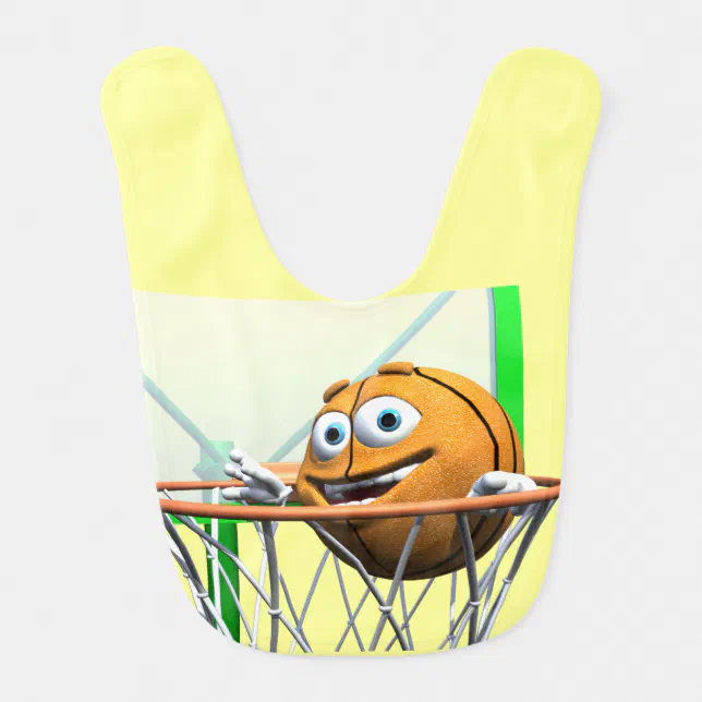 Funny Cartoon Basketball in a Hoop Bib