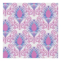 Boho Peacock Feather Jewel Tone-Neon Pink Faux Canvas Print