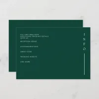  Simple Elegant Modern Emerald Green Wedding  Enclosure Card