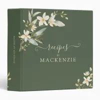 Elegant Wildflower Greenery Botanical Recipe 3 Ring Binder