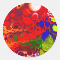 Color Pop | Red Blue Fluid Art   Classic Round Sticker