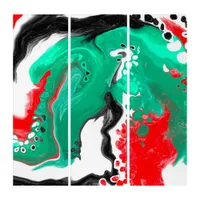 Red, Green, Black and White Marble Fluid Art     