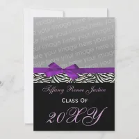 snazzy purple Graduation photo Invitation