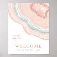 Agate Geode Glitter Welcome Rose Gold ID647 Poster