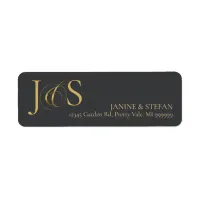 Simple Elegance Wedding Initials Charcoal ID1022 Label