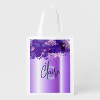 Luxury Chic Artistic Modern Glam Purple Metallic Grocery Bag