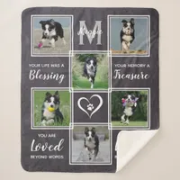 Pet Memorial Gray Photo Collage Sherpa Blanket