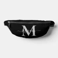 Personalize Monogram Initial Name Black Fanny Pack