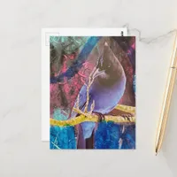 Beautiful Bird That is Blue Mixed Media Collage Postcard