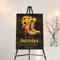 Sunflowers Cowgirl Boot Bridal Shower Welcome Sign