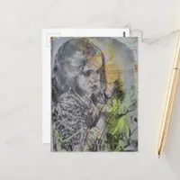 A Vintage Girl Catching Butterflies Postcard