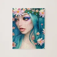 Ethereal Art | Beautiful Fairy with Blue Hair Jigsaw Puzzle