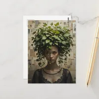 Surreal Flower Pot Woman Postcard