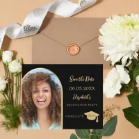 Black photo Graduation Party Save the Date card