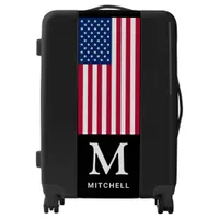 American Flag Personalized Name Red White Blue Luggage