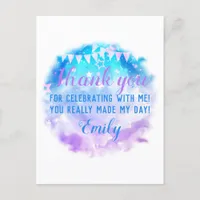 Thanks Birthday Party Pastel Colors Stars Banners  Postcard