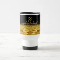 50 fabulous birthday black gold elegant name travel mug