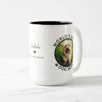 Best Dog Mom Two Photo Modern Typography Two-Tone Coffee Mug