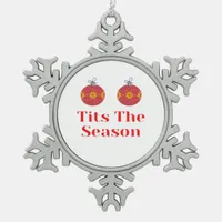 Tis The Season Casual Simple Snowflake Pewter Christmas Ornament