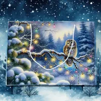 Christmas Owl in a Magical Winter Forest Large Gift Bag