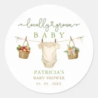 Locally Grown Baby Farmers Market Baby Shower Classic Round Sticker